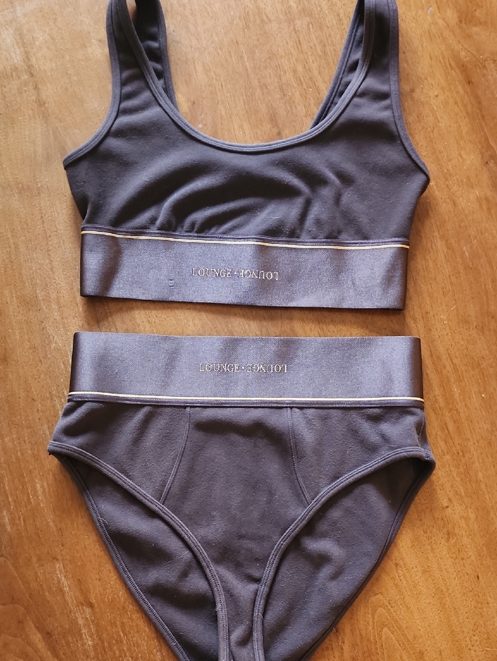 NWOT Lounge Chocolate Brown Fleece Scoop Bralette & Brief Set